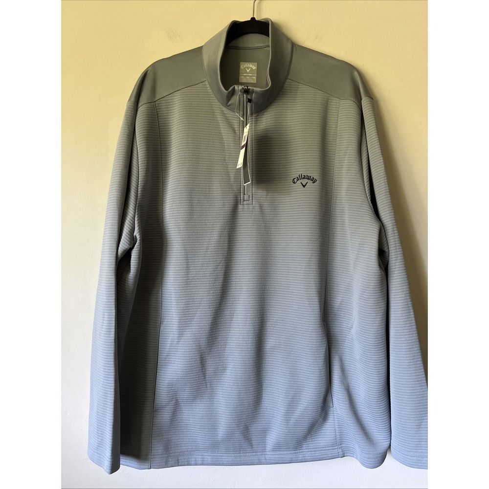 Callaway Men's Golf Pullover 1/4 Zip Opti Dri XXL Tradewinds Gray Long Sleeve